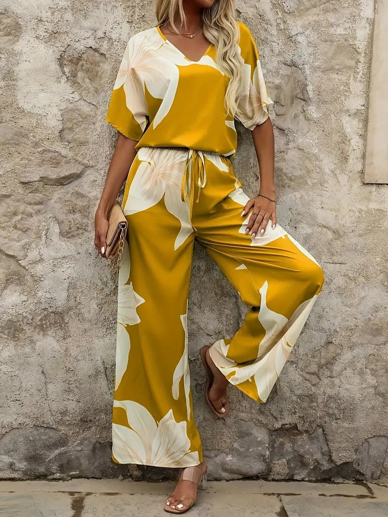 Damer Elegant Jumpsuit med blommönster och vida ben Eva Jonsson-Eva Jonsson