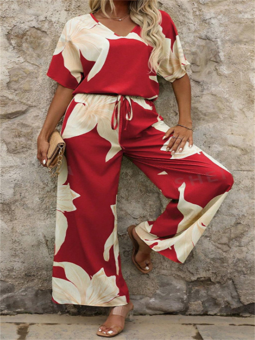 Damer Elegant Jumpsuit med blommönster och vida ben Eva Jonsson-Eva Jonsson