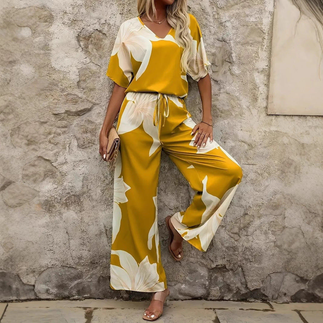 Damer Elegant Jumpsuit med blommönster och vida ben Mirla-Eva Jonsson