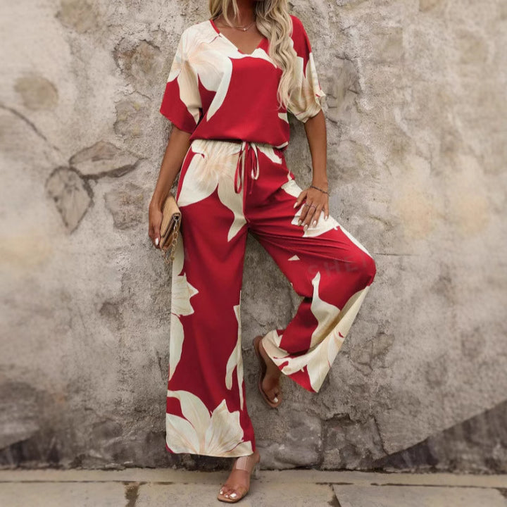 Damer Elegant Jumpsuit med blommönster och vida ben Mirla-Eva Jonsson