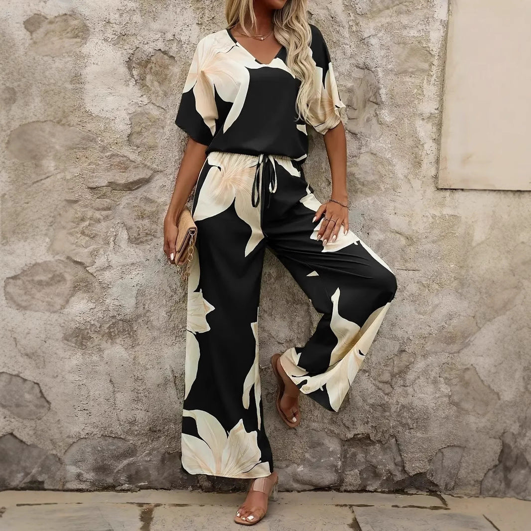 Damer Elegant Jumpsuit med blommönster och vida ben Mirla-Eva Jonsson