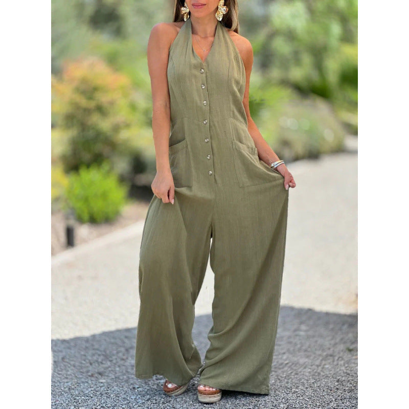Damer Elegant Jumpsuit med breda ben och praktiska fickor Eva Jonsson-Eva Jonsson