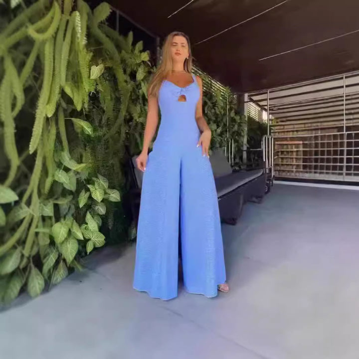 Damer Elegant Jumpsuit med dekorativ sprund och vida ben Mirla-Eva Jonsson