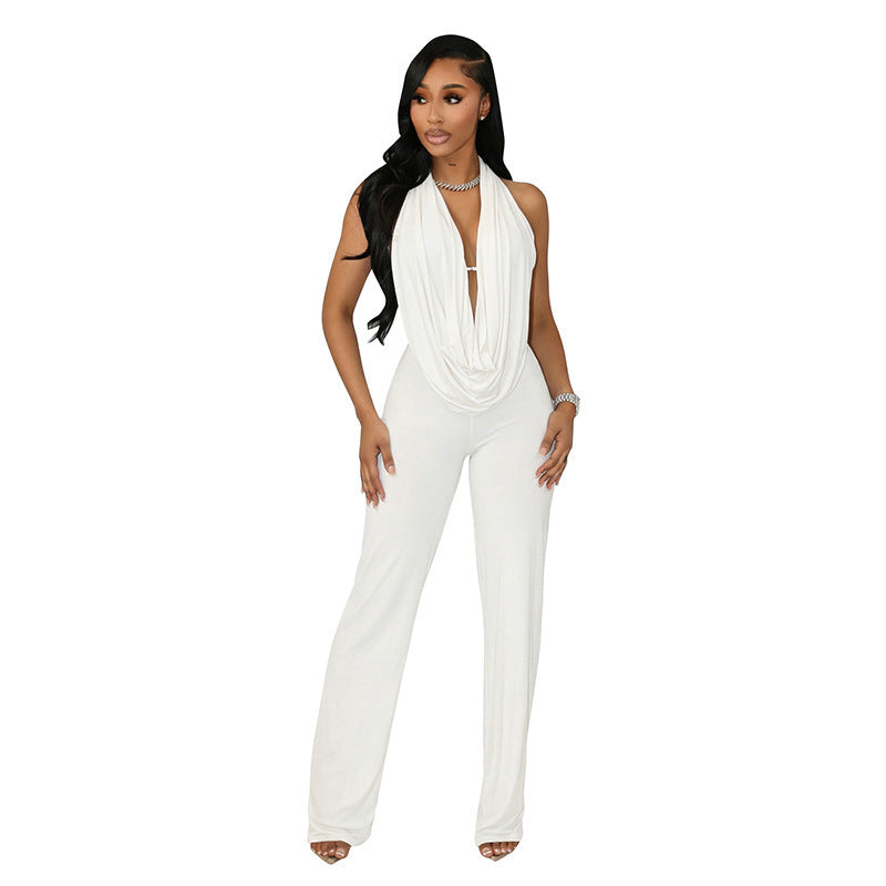 Damer Elegant Jumpsuit med djup V-ringning och flödande tyg Mirla-Eva Jonsson