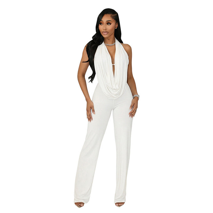 Damer Elegant Jumpsuit med djup V-ringning och flödande tyg Mirla-Eva Jonsson