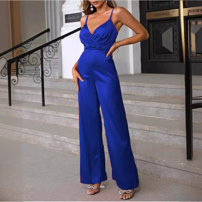 Damer Elegant Jumpsuit med djup V-ringning och smal midja Eva Jonsson-Eva Jonsson