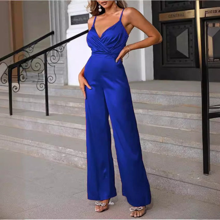 Damer Elegant Jumpsuit med djup V-ringning och smal midja Eva Jonsson-Eva Jonsson