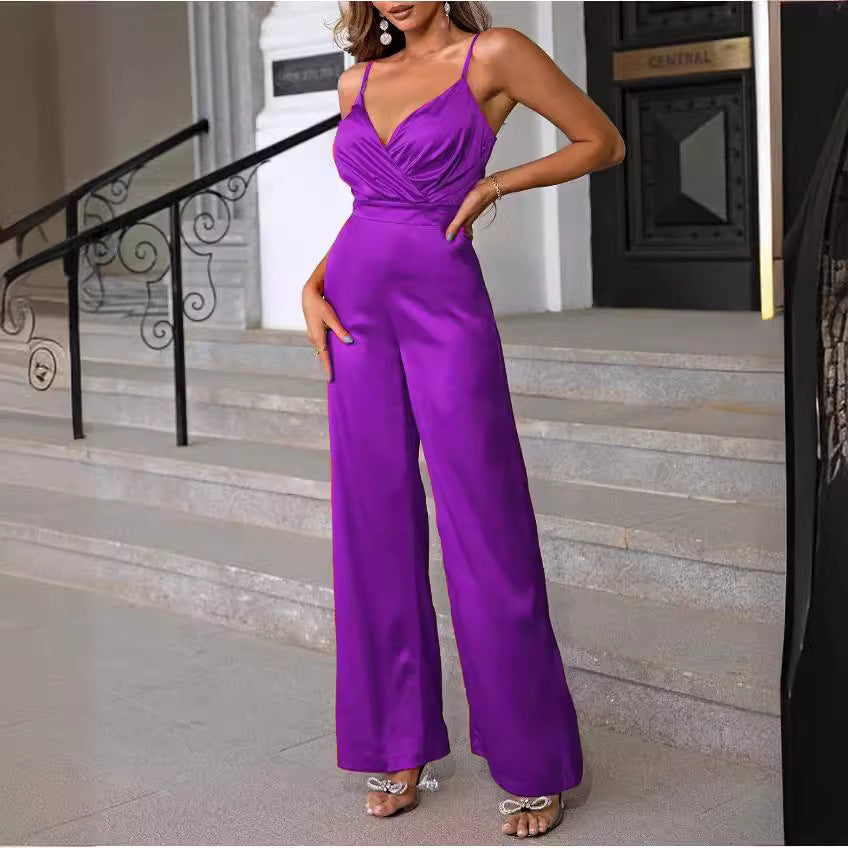 Damer Elegant Jumpsuit med djup V-ringning och smal midja Eva Jonsson-Eva Jonsson