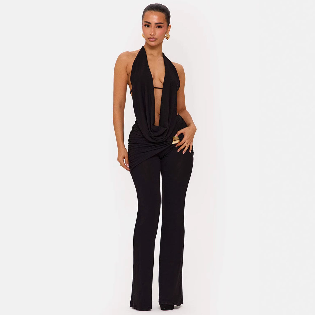 Damer Elegant Jumpsuit med dubbel krage och trendig rynkning Mirla-Eva Jonsson