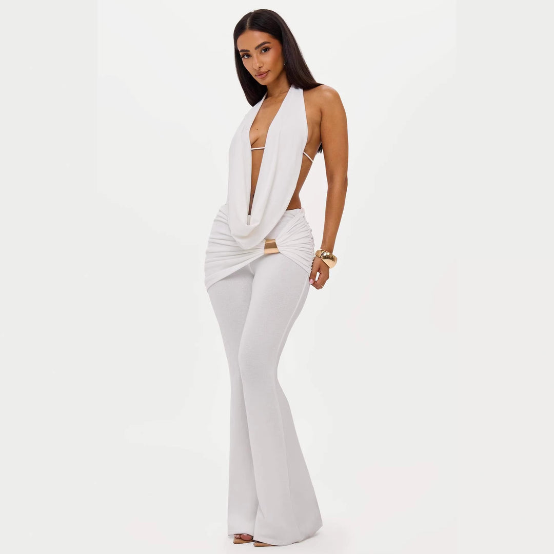 Damer Elegant Jumpsuit med dubbel krage och trendig rynkning Mirla-Eva Jonsson