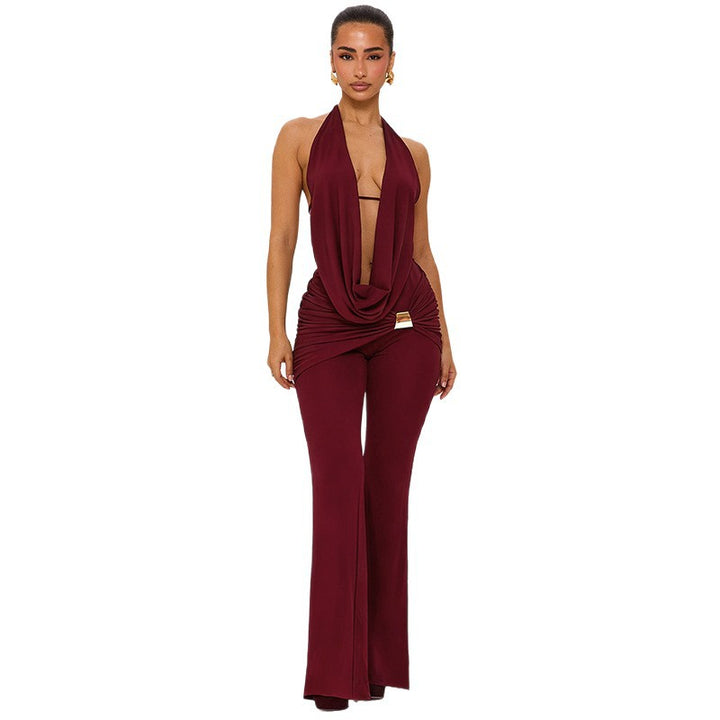 Damer Elegant Jumpsuit med dubbel krage och trendig rynkning Mirla-Eva Jonsson