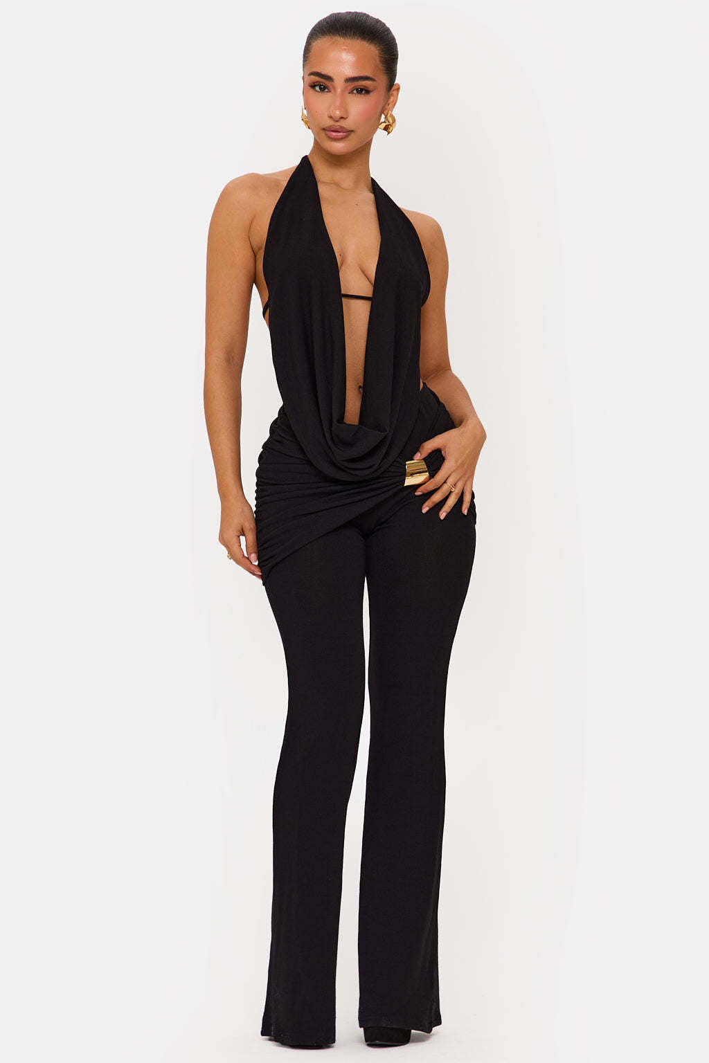Damer Elegant Jumpsuit med dubbel krage och trendig rynkning Mirla-Eva Jonsson