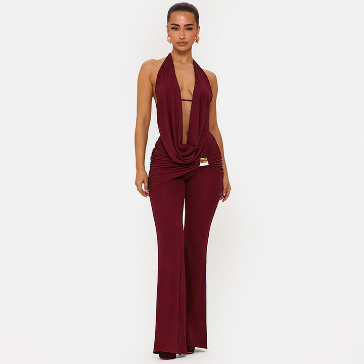Damer Elegant Jumpsuit med dubbel krage och trendig rynkning Mirla-Eva Jonsson