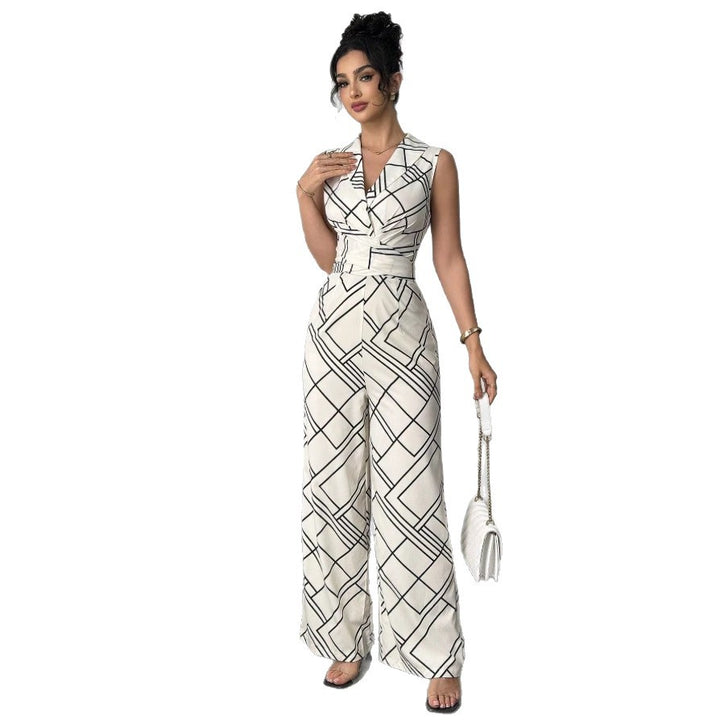 Damer Elegant Jumpsuit med geometriskt mönster och figurnära passform Mirla-Eva Jonsson
