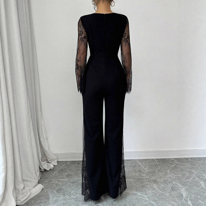 Damer Elegant Jumpsuit med glänsande spets och vida ben Mirla-Eva Jonsson