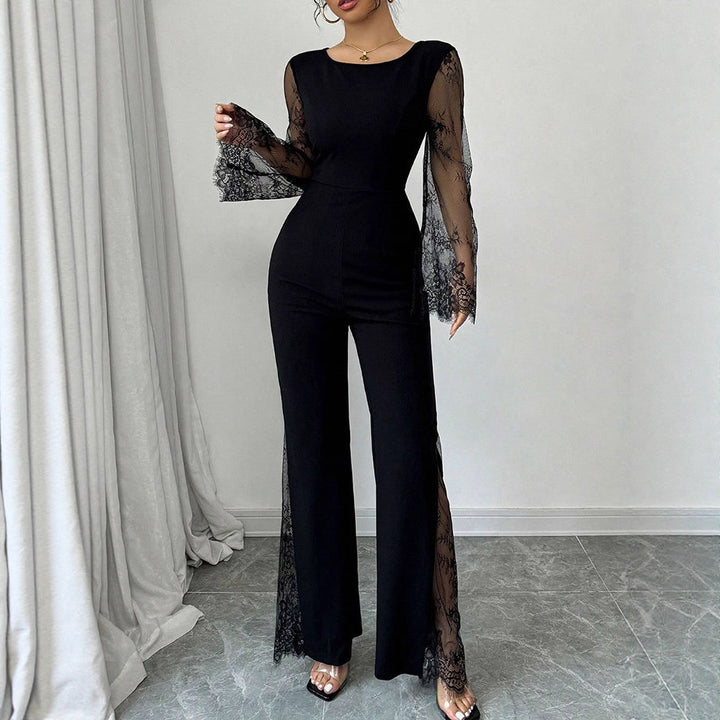 Damer Elegant Jumpsuit med glänsande spets och vida ben Mirla-Eva Jonsson
