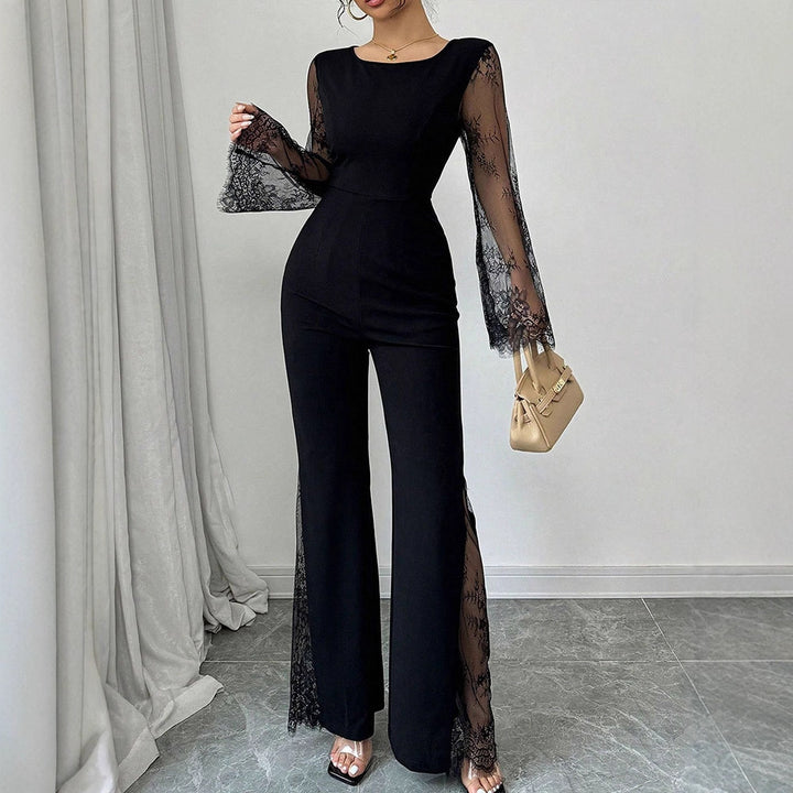 Damer Elegant Jumpsuit med glänsande spets och vida ben Mirla-Eva Jonsson