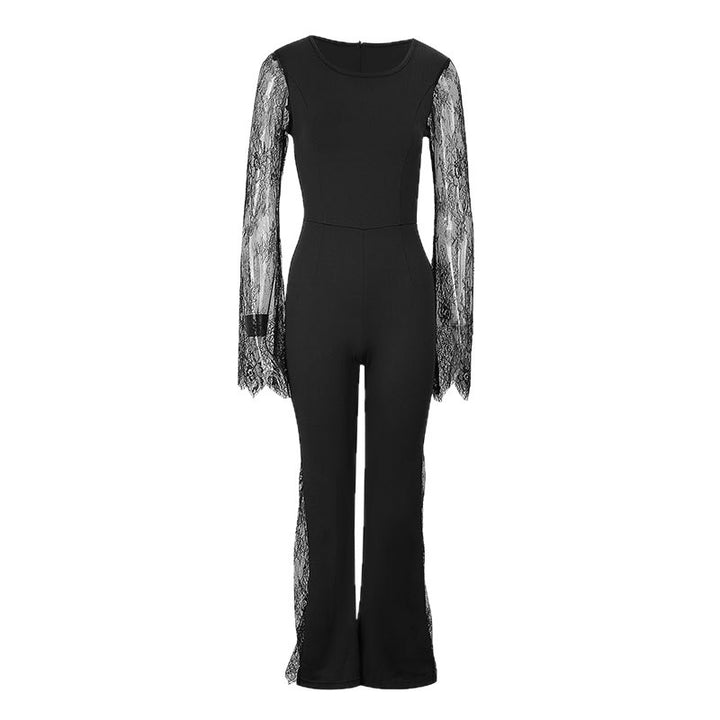 Damer Elegant Jumpsuit med glänsande spets och vida ben Mirla-Eva Jonsson