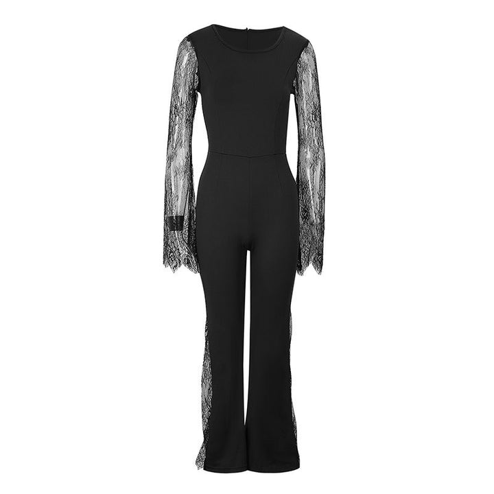Damer Elegant Jumpsuit med glänsande spets och vida ben Mirla-Eva Jonsson