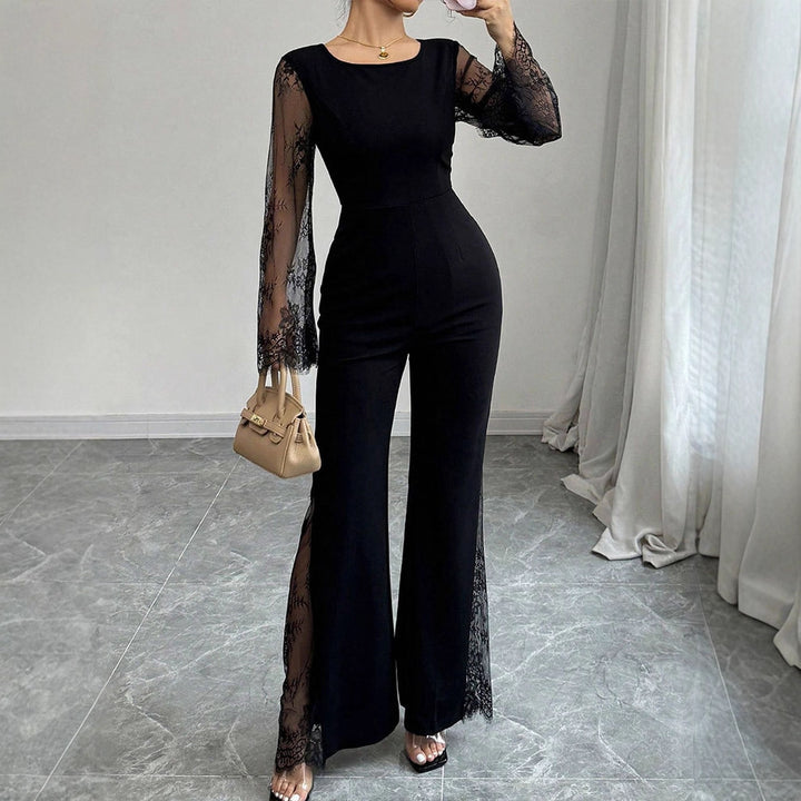 Damer Elegant Jumpsuit med glänsande spets och vida ben Mirla-Eva Jonsson