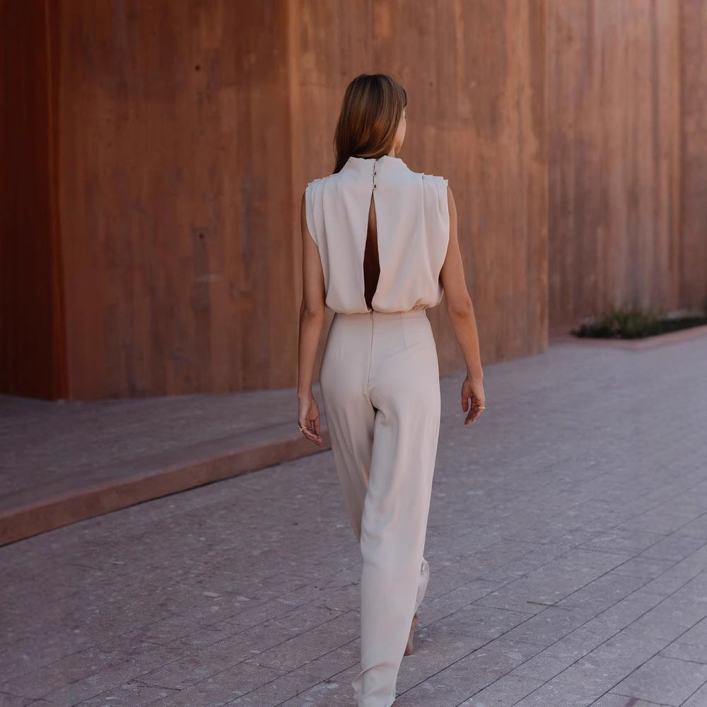 Damer Elegant Jumpsuit med hög krage och vida ben Mirla-Eva Jonsson