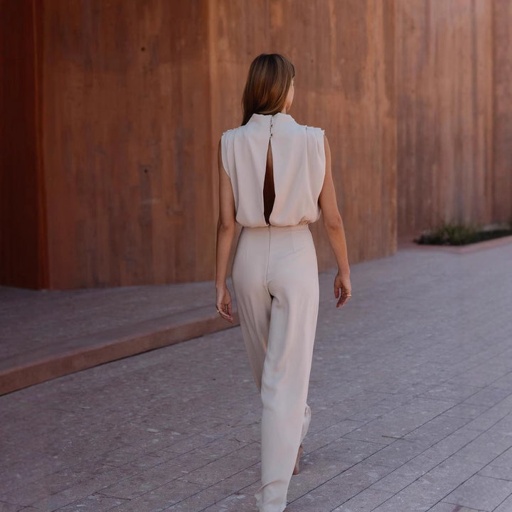 Damer Elegant Jumpsuit med hög krage och vida ben Mirla-Eva Jonsson