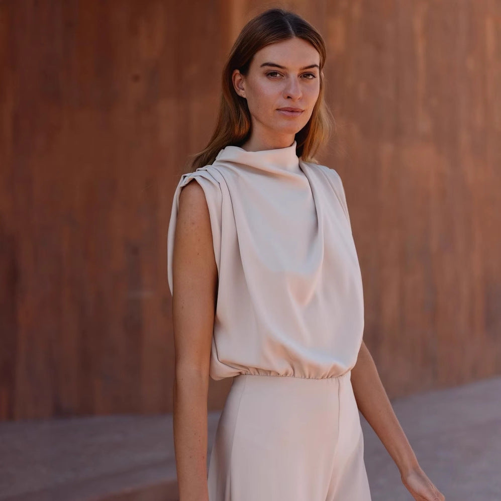 Damer Elegant Jumpsuit med hög krage och vida ben Mirla-Eva Jonsson