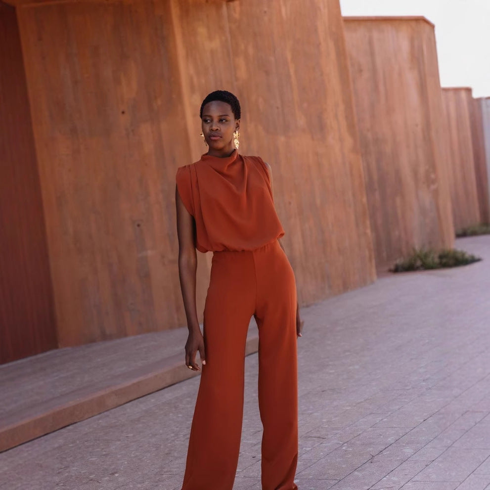 Damer Elegant Jumpsuit med hög krage och vida ben Mirla-Eva Jonsson
