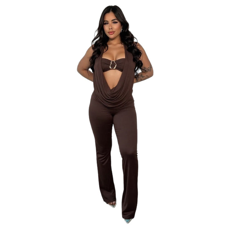 Damer Elegant Jumpsuit med justerbar halsringning och snyggt bälte Mirla-Eva Jonsson