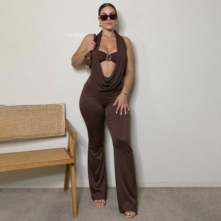 Damer Elegant Jumpsuit med justerbar halsringning och snyggt bälte Mirla-Eva Jonsson