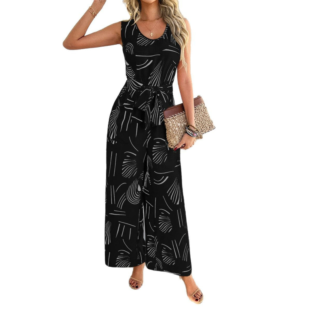 Damer Elegant Jumpsuit med knytbälte och modern grafisk design Mirla-Eva Jonsson
