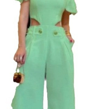Damer Elegant Jumpsuit med skärddetaljer och mjukt flödande byxben Mirla-Eva Jonsson