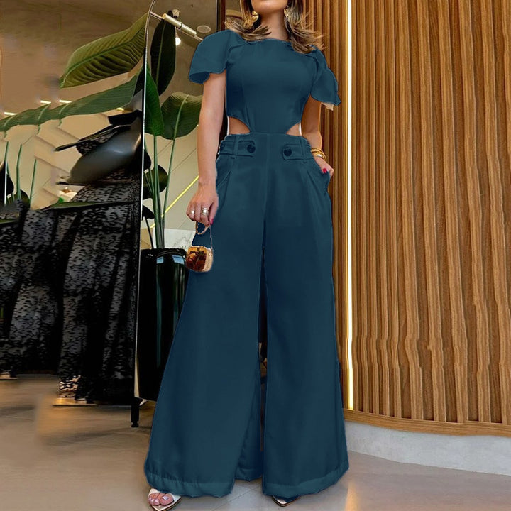 Damer Elegant Jumpsuit med skärddetaljer och mjukt flödande byxben Mirla-Eva Jonsson