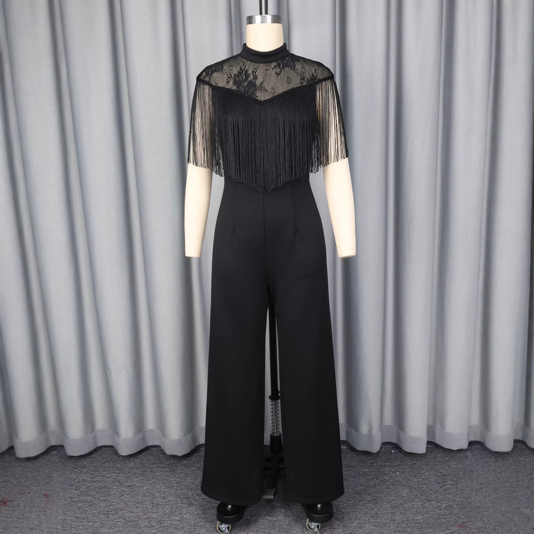Damer Elegant Jumpsuit med snygga fransar och spetsdetaljer Mirla-Eva Jonsson