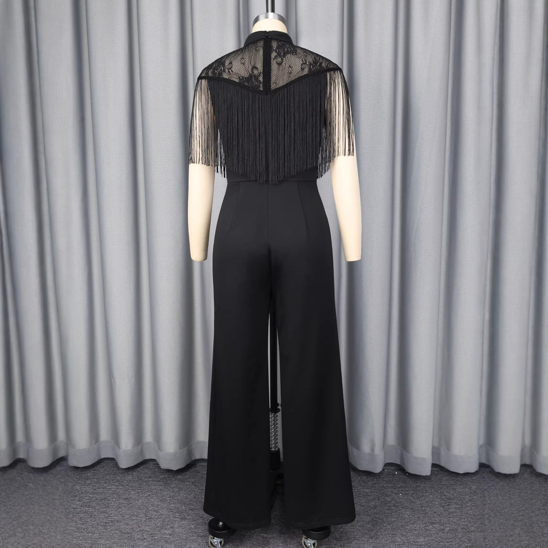 Damer Elegant Jumpsuit med snygga fransar och spetsdetaljer Mirla-Eva Jonsson
