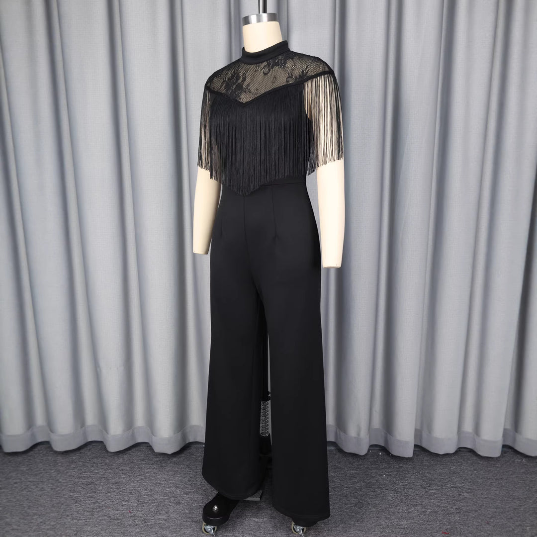 Damer Elegant Jumpsuit med snygga fransar och spetsdetaljer Mirla-Eva Jonsson