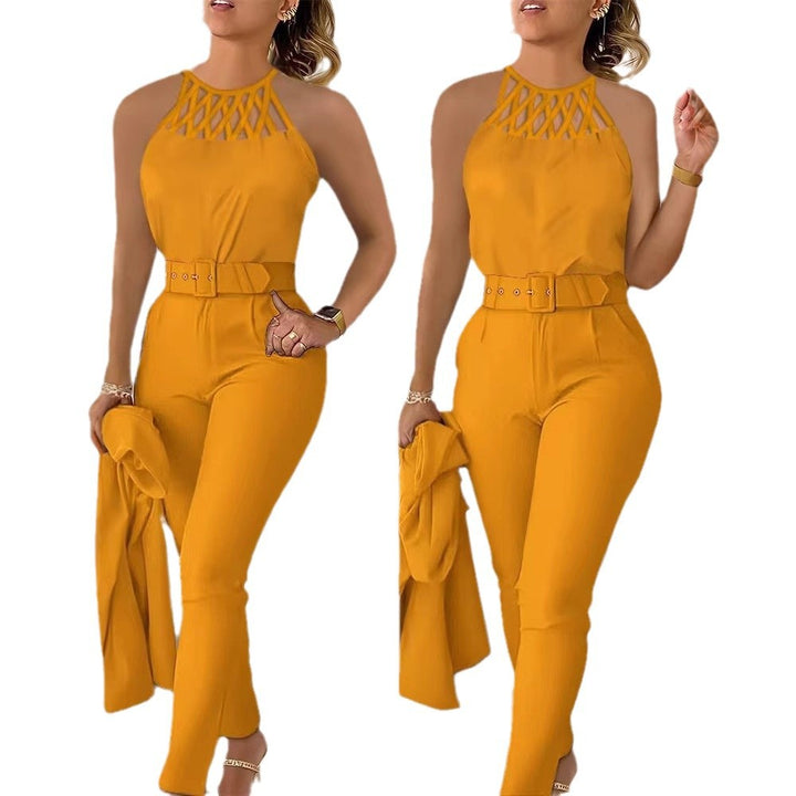 Damer Elegant Jumpsuit med snyggt bälte och raffinerad cut-out Mirla-Eva Jonsson