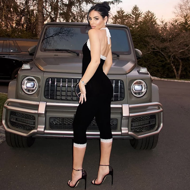 Damer Elegant Jumpsuit med spetsdetaljer och figursydd silhuett Mirla-Eva Jonsson