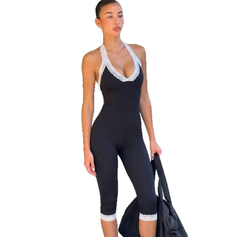 Damer Elegant Jumpsuit med spetsdetaljer och figursydd silhuett Mirla-Eva Jonsson