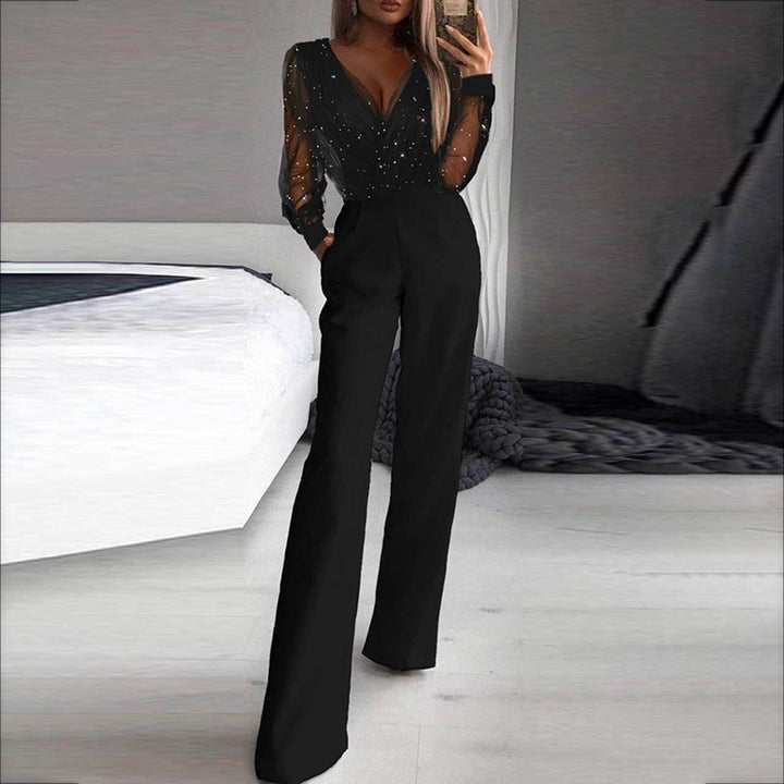 Damer Elegant Jumpsuit med transparenta ärmar och glittrande detaljer Mirla-Eva Jonsson