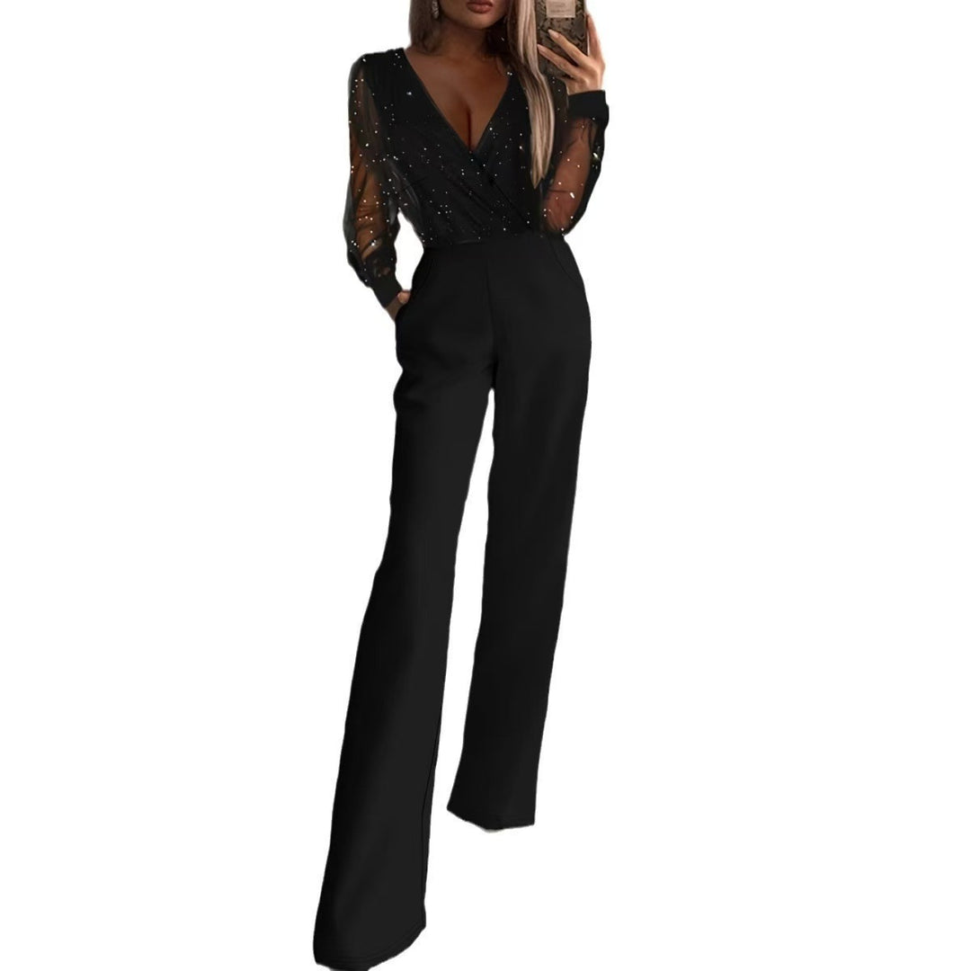 Damer Elegant Jumpsuit med transparenta ärmar och glittrande detaljer Mirla-Eva Jonsson