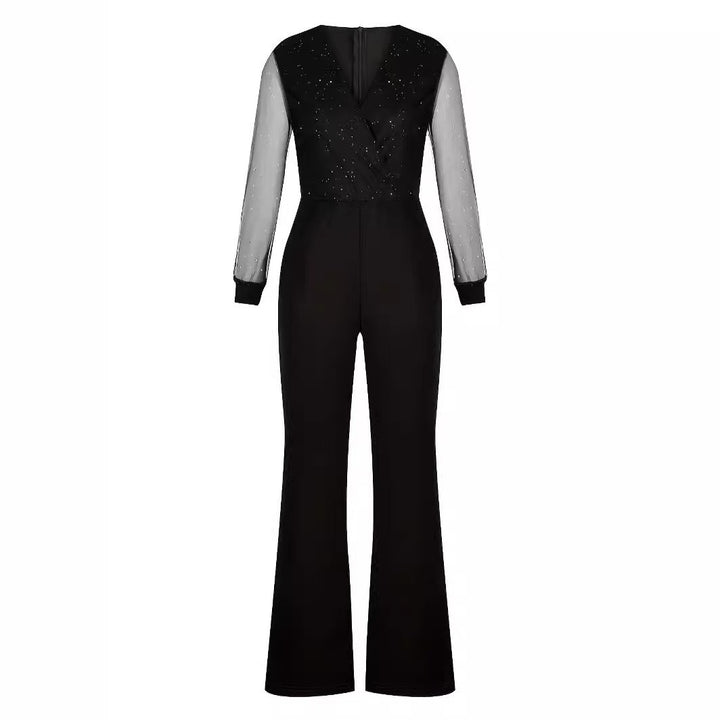 Damer Elegant Jumpsuit med transparenta ärmar och glittrande detaljer Mirla-Eva Jonsson