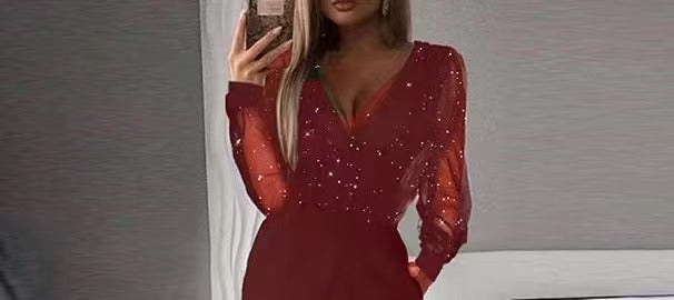 Damer Elegant Jumpsuit med transparenta ärmar och glittrande detaljer Mirla-Eva Jonsson