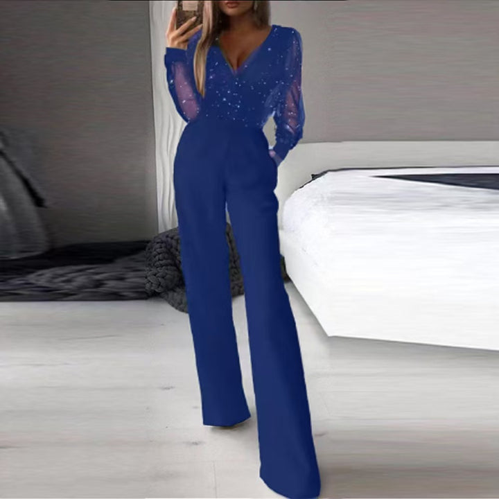 Damer Elegant Jumpsuit med transparenta ärmar och glittrande detaljer Mirla-Eva Jonsson