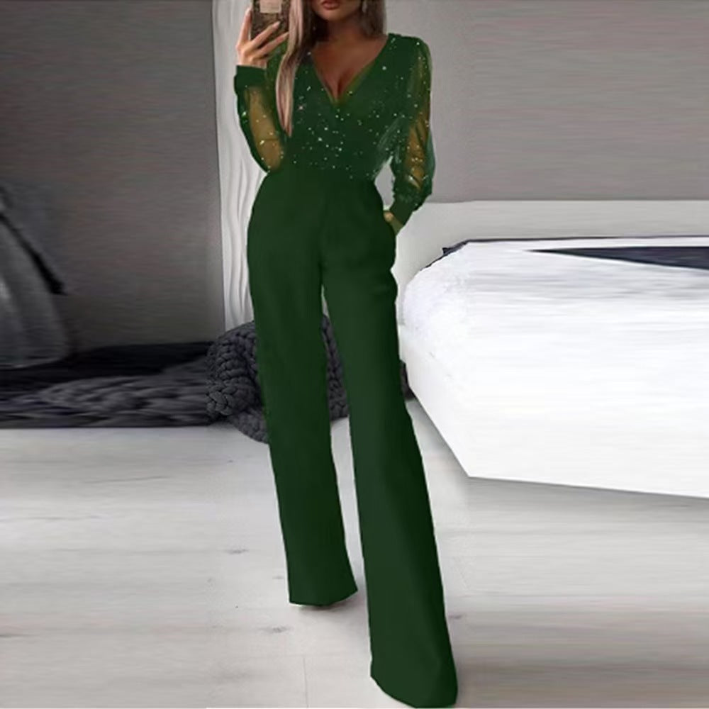 Damer Elegant Jumpsuit med transparenta ärmar och glittrande detaljer Mirla-Eva Jonsson
