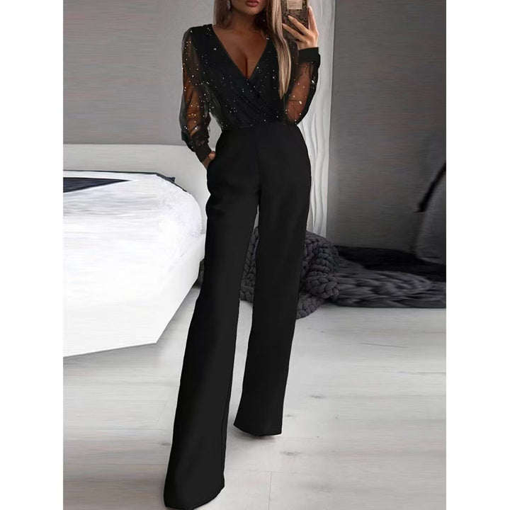 Damer Elegant Jumpsuit med transparenta ärmar och glittrande detaljer Mirla-Eva Jonsson