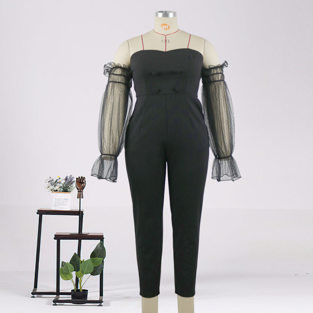 Damer Elegant Jumpsuit med transparenta puffärmar Mirla-Eva Jonsson