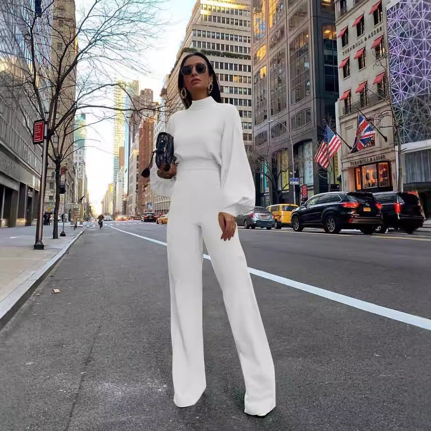 Damer Elegant Jumpsuit med vida ärmar och hög krage Mirla-Eva Jonsson