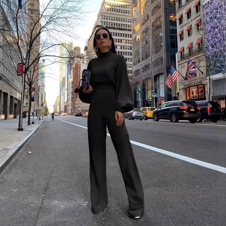 Damer Elegant Jumpsuit med vida ärmar och hög krage Mirla-Eva Jonsson