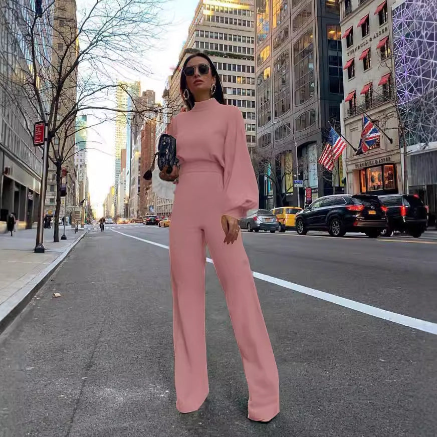 Damer Elegant Jumpsuit med vida ärmar och hög krage Mirla-Eva Jonsson